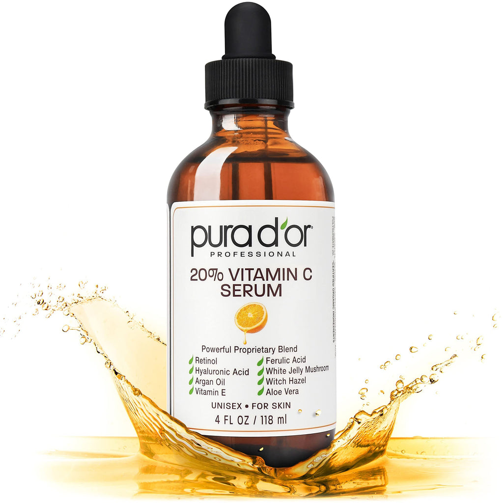 PURA D'OR 20% Vitamin C Anti-Aging Facial Serum, 4 fl oz
