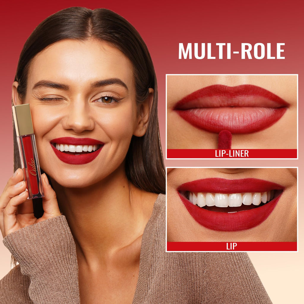 Oulac Red Lipstick Matte for Women, Long Lasting Lipsticks Smudegerproof, Creamy Texture, Waterproof, Non-Stick Cup, Lip Tint Stain with Vitamin E & Rose Oil, Vegan, Cruelty-Free, M01