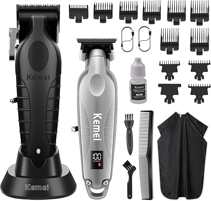 KEMEI Hair Clippers for Men and Trimmers Set Cordless Zero Gap Hair Trimmer