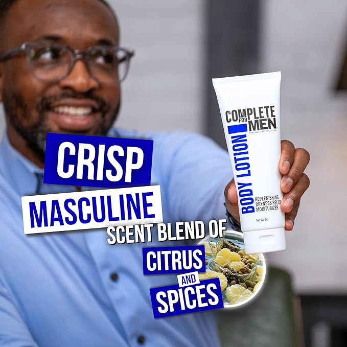 COMPLETE FOR MEN - Body Lotion for Men, for Dry Skin: Non-Greasy Hand & Body Moisturizer with Shea Butter, Aloe Vera, 24 Hour Hydration, Mens Lotion for Dry Skin