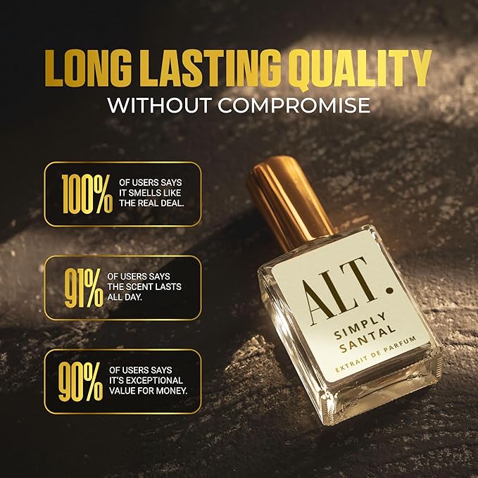 ALT. FRAGRANCES Simply Santal - Inspired by Sant. 33 Perfume, Unisex Perfume, Extrait de Parfum, Long Lasting Fragrance, Sandalwood Leather Scent, 60ml