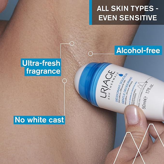 Uriage Deodorant For Sensitive Skin, Daily Freshness, Aluminum-Free Formula, No Alcohol, 24-Hour Odor Protection, Suitable For Sensitive Skin, No White Marks, Unisex