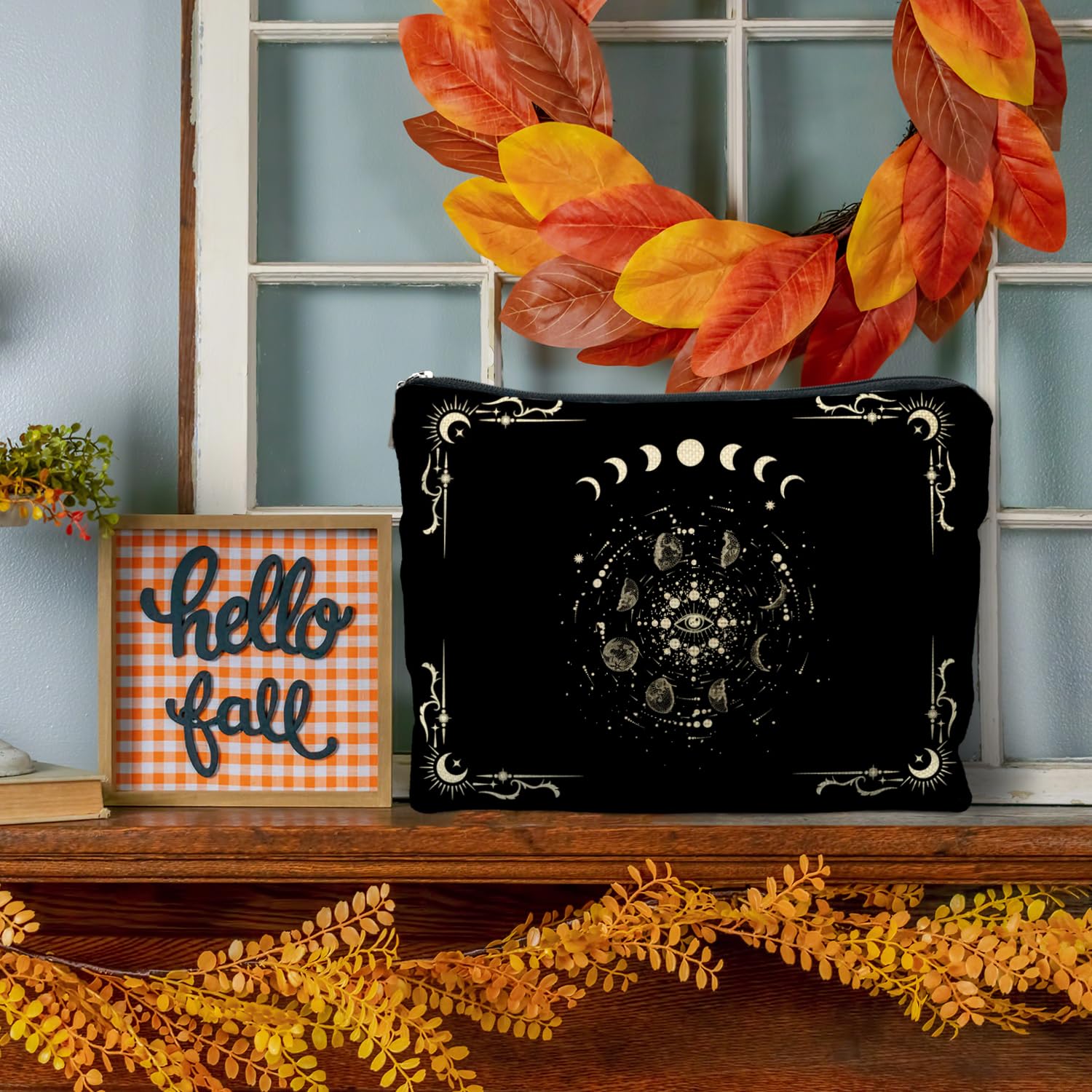 RYYCDOI Boho Celestial Moon Phase Makeup Bag - Witchy, Halloweencosmetic Bag