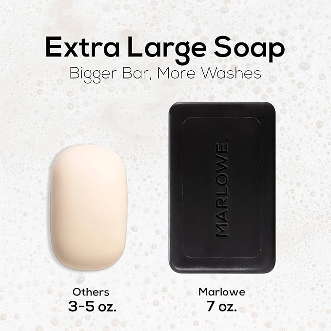 MARLOWE. Charcoal Soap, Cleansing Body Bar Soap for Men, 7 oz(6 Bars)