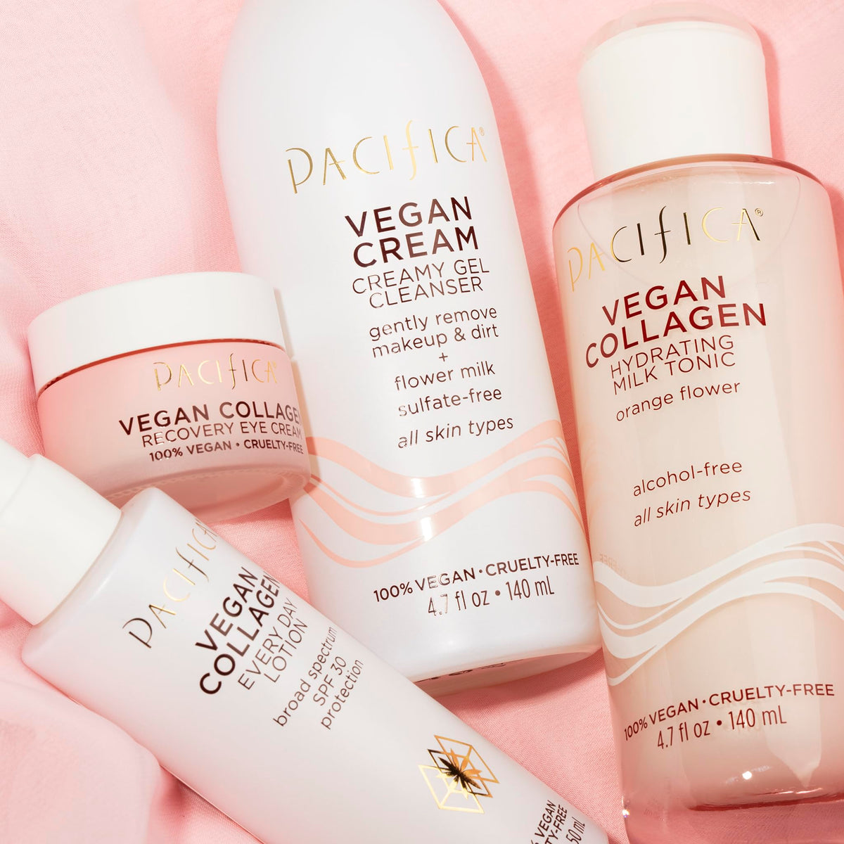 Pacifica Vegan Collagen Cream Gel Facial Cleanser - Daily Foaming Face Wash & Makeup Remover, Hydrating Anti-Aging Face Wash for Dry & Sensitive Skin, 4.7oz