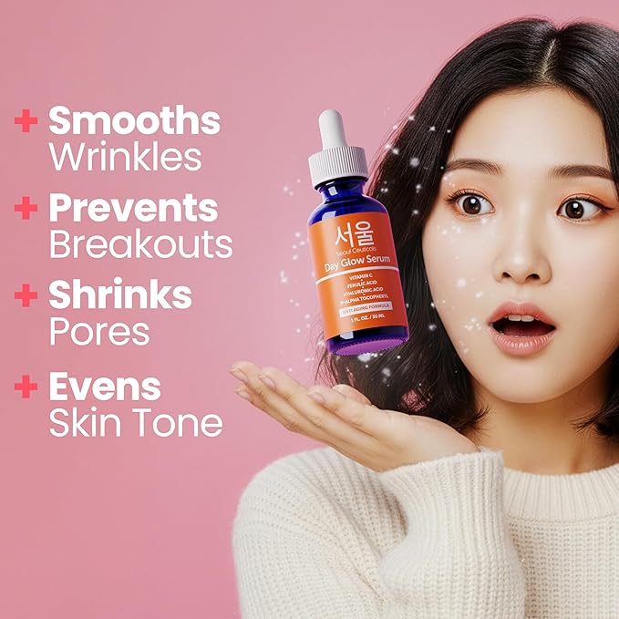 SeoulCeuticals Korean 20% Vitamin C Serum for Face + CE Ferulic 2oz Vit C