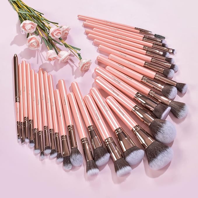 Bueart Design Labeled 30Pcs Professional Deluxe Makeup Brushes Set