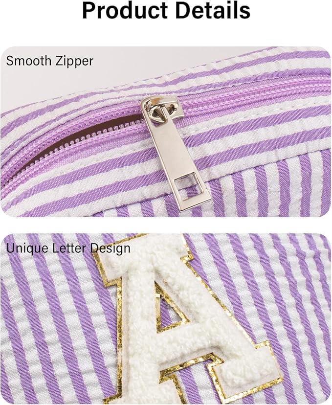 LETGO Preppy Stuff Tween Girls Gifts 2 Pieces Monogram Makeup Pouch Makeup Organizer Bag Beauty Bag Personalized Friend Sister Wife Wedding Bride Birthday Gifts for Women Her Preppy