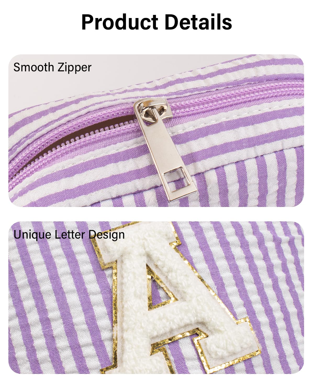 LETGO Preppy Stuff Tween Girls Gifts 2 Pieces Monogram Makeup Pouch Makeup Organizer Bag Beauty Bag Personalized Friend Sister Wife Wedding Bride Birthday Gifts for Women Her Preppy
