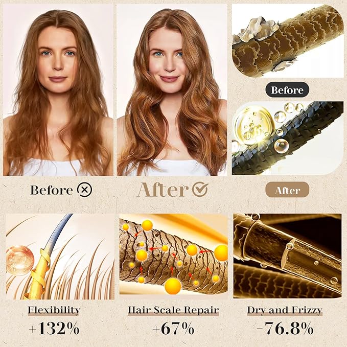 GIOFNA Hair Oil, Rosemary Serum with Bamboo Brush for Frizzy, Damaged Hair Growth Strengthening, Scalp and Argan Care for Women and Men