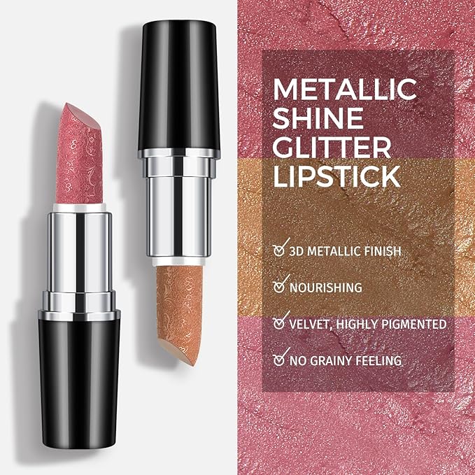 Anglicolor Metallic Pink Lipstick,High Impact Lipcolor Moisturising Creamy Formula Smooth and Non-Sticky,Frosted Light Pink Lipstick For Women,Girls,Full-Coverage Lip Color(11 HIP & HIPPIE, 4g)