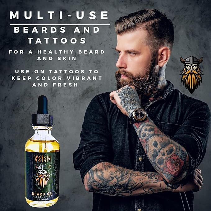 Veien Beard Oil for Men, Clean White Tea Scent, 2oz