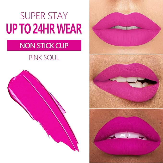MAKI YIKA 3Pcs Matte Liquid Lipstick Set Purple Plum Pink Lipstick Long Lasting