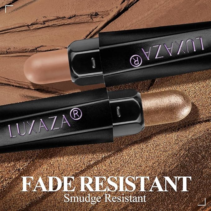 LUXAZA PRO Neutral Brown Eyeshadow Stick Makeup 6PCS Set, Metallic Shimmer Matte Cream Eye Shadow Eyeliner Brightener Pencil Crayon - BROWN LATTE