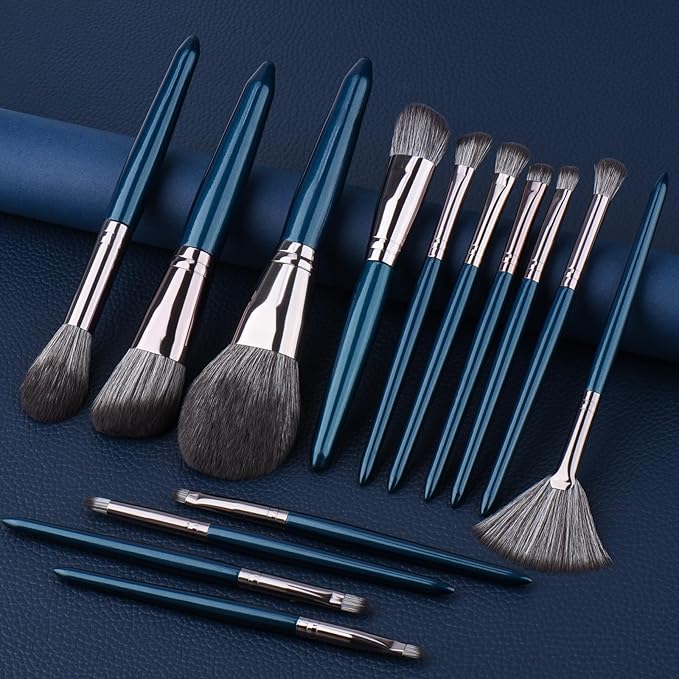 SHELWIN Professional Makeup Brush Set 14Pcs Makeup Brushes Kit Foundation Eyeshadow Powder Blending Eyebrow Eyelash Kabuki Brushes Cosmetic Brushes Travel Kits With Leather Bag Gift