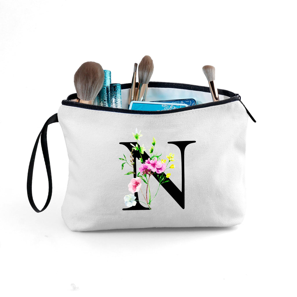 SEAMOON Bride to be Birthday Womens Unique Initial Monogram Gifts for Women Mom Personalized Travel Makeup Cosmetic Bag with Mirror Valentines Mothers Day Christmas Graduation N