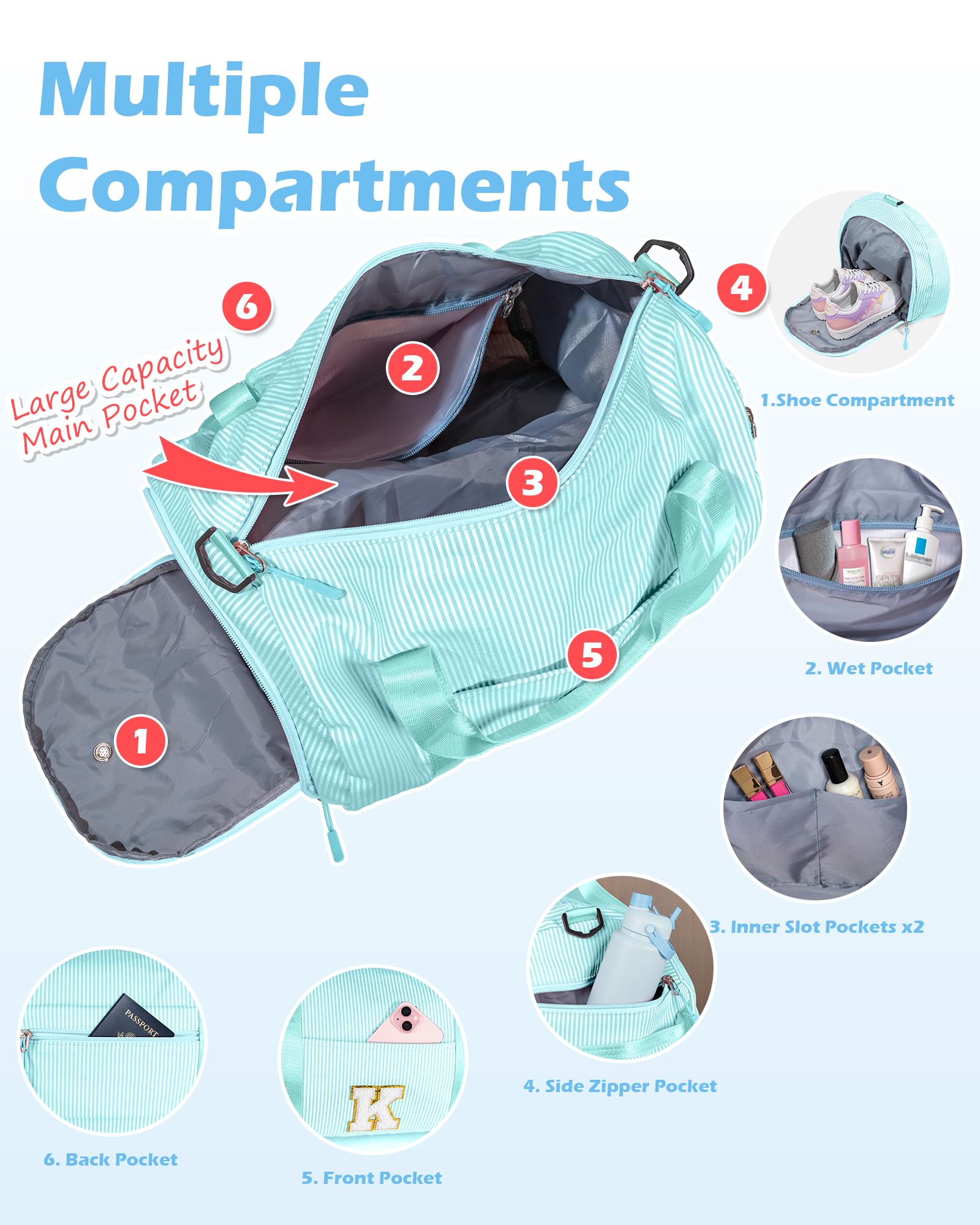 Vogewood Gifts for 3 4 5 6 7 8 9 Year Old Girl, Girls Travel Duffle Bag