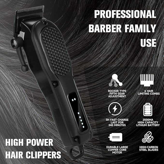 NUTCORE Men's Hair Clippers for Professional Hair Trimmer Cordless Rechargeable Powerful Beard Trimmer Hair Cutting Grooming Tool