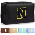 TOPEAST Preppy Stuff Cute Makeup Bag Small Cosmetic Bag Travel Toiletry Bag, Personalized Birthday Wedding Gifts for Mom Teacher Friends Bridesmaids, Preppy Travel Stuff for Girls (Black N)