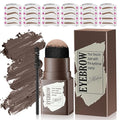 Eyebrow Powder with Professional Brush - Waterproof, Sweat-Resistant & Smudge-Proof, Long-Lasting Formula for Effortless Beginner Brow Styling, Black Brown