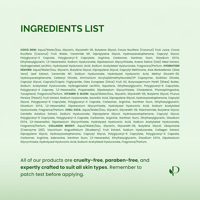 PLANTIFIQUE Korean Face Sheet Mask - Hydrate, Calm, Even Skin Tone, 10 Pack