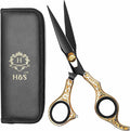 H&S GoldBlack Hair & Beard Cutting Scissors Japanese Steel Shears, 6.5 Inch