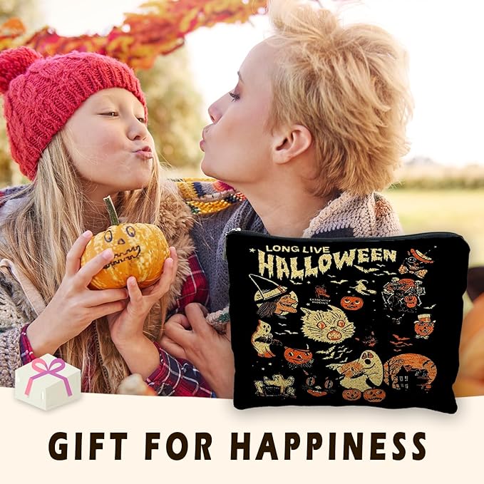 RYYCDOI Halloween Witch Makeup Bag, Halloween Gifts for Women, Witchy Gifts for Women, Witch Stuff, Long Live Halloween Makeup Pouch