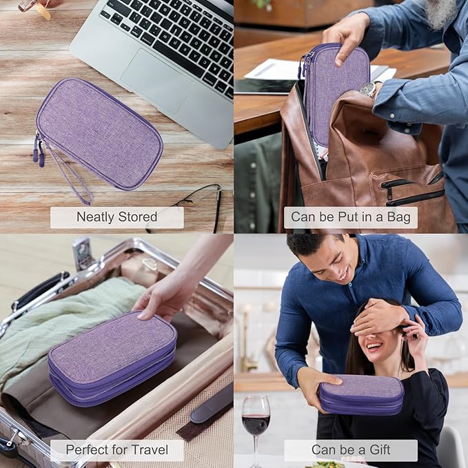 FYY Electronic Organizer, Travel Tech Pouch Bag Cable Organizer Dark Purple
