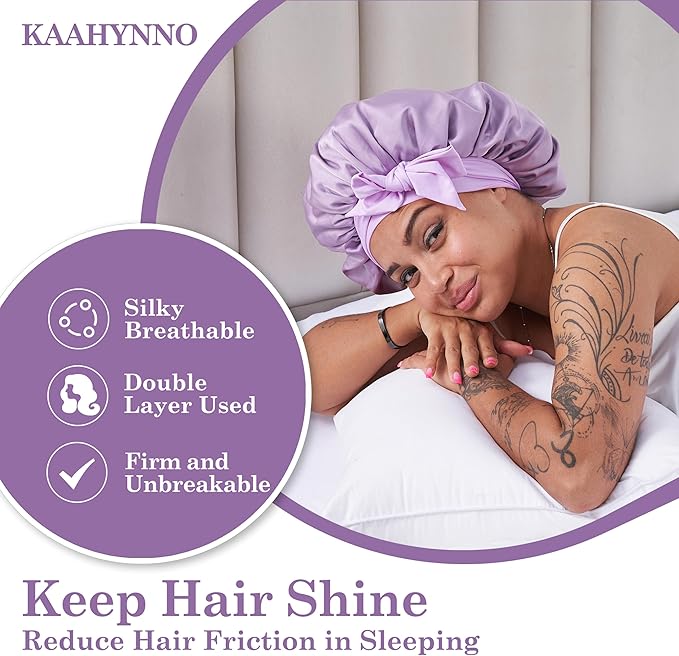 Adjustable Silk Bonnet Satin Curly Hair Wrap for Sleeping Women Anti Frizz