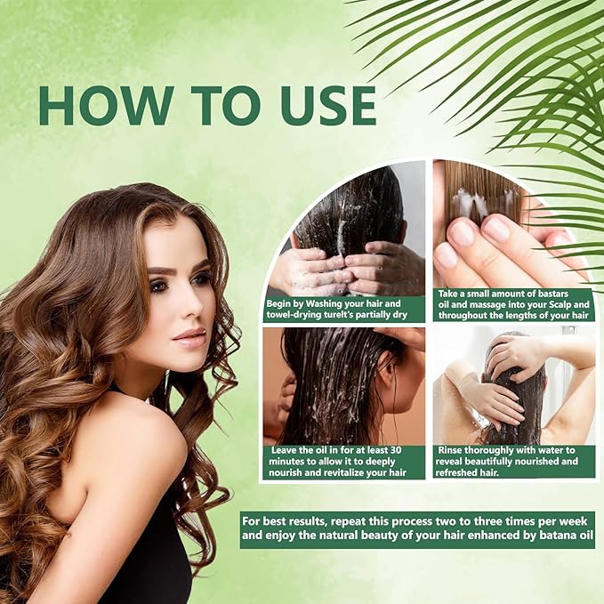 Batana Oil for Hair Growth: 5-in-1 Liquid Hair Oil Blend with Rosemary, Tea Tree, Castor, Pumpkin Seed - 180mL (6.3 fl.oz)