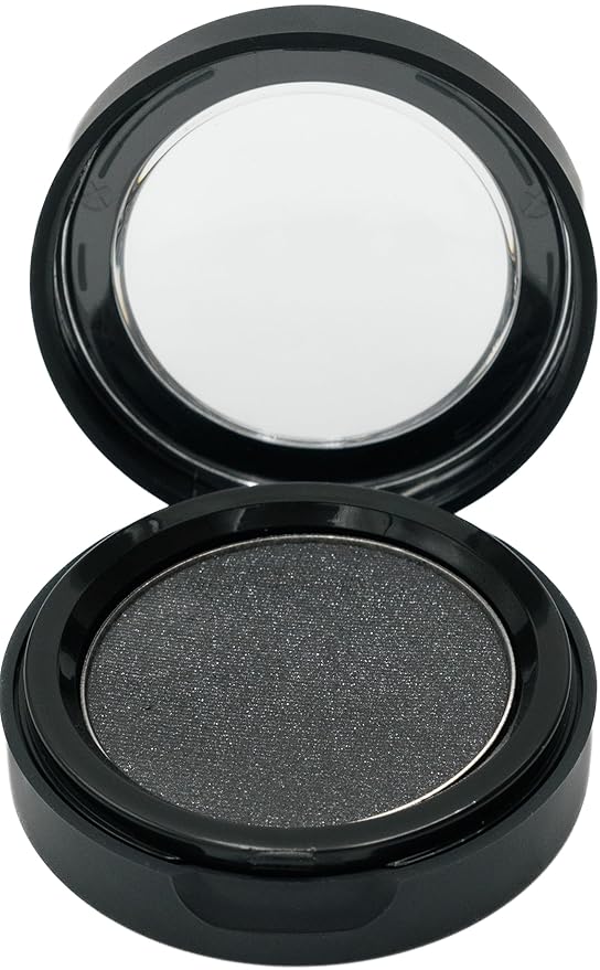 Pure Ziva Marcasite Shimmering Glitter Black Onyx Chrome Dark Grey Pressed Powder Single Vegan Eyeshadow; Talc, Paraben & Cruelty Free