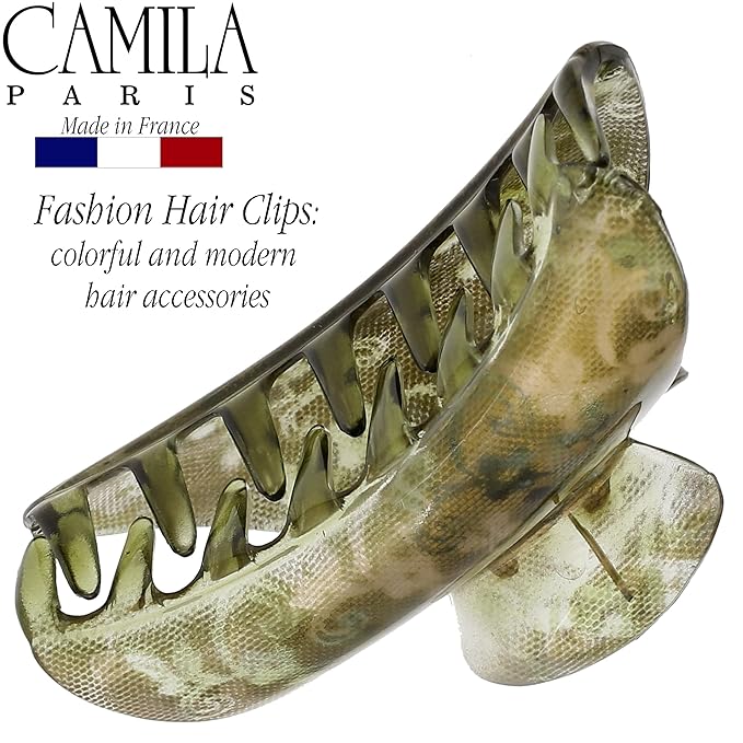 Camila Paris CP3424 French Hair Clips for Women, 3.75" Large Claw Clip Strong Hold All Day, No Damage No Slip Claw Clips for Thick Curly Wavy Fine Straight Hair, Jaw Clip Made in France