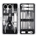Yougai Manicure Set 18 Pieces Professional Nail Clippers Pedicure Kit Men Women, Stainless Steel Fingernail Toenail Cutters, Nail Care Grooming Tools with Leather Travel Case