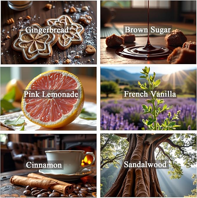 AROPERIMA Spice Essential Oils Set - 6 Sweet & Warm Scents for Diffuser, Candle & Soap Making (Gingerbread, Pink Lemonade, French Vanilla, Cinnamon, Brown Sugar, Sandalwood) 6x10ml