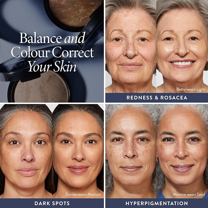 LAURA GELLER NEW YORK Award-Winning Baked Balance-n-Brighten Color Correcting Powder Foundation – Handmade in Italy – Buildable Coverage, Matte Finish – For Mature & Sensitive Skin – 01 Porcelain