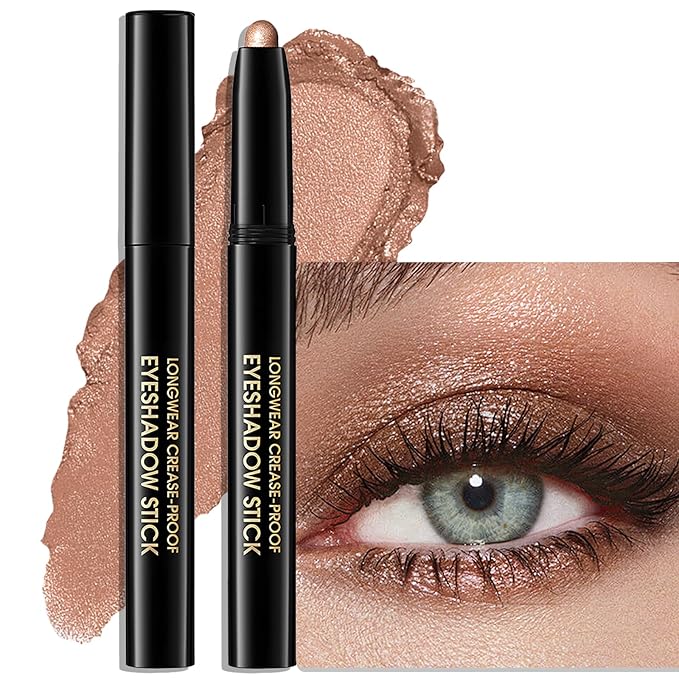 Wugbc Eyeshadow Stick Waterproof Cream Eye Shadow Pencil Long-Lasting Crease-Proof Shimmer Glitter Eyeshadow Crayon Smooth High Pigmented Highlighter Neutral Eye Shadow Liner Makeup, 1 CARAMEL