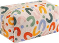 OIMEI Floral Quilted Cotton Makeup Bag for Women, Large Capacity Travel Cosmetic Pouch with Zipper, Cute Toiletry & Brush Organizer, Kawaii Makeup Storage Case – Colorful