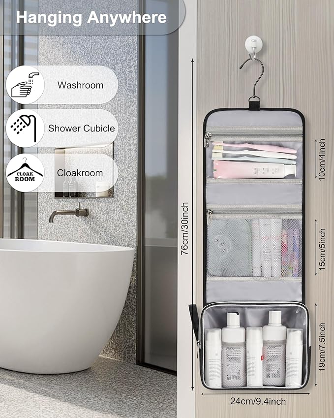 Small Hanging Toiletry Bag for Men and Women, Portable Hanging Organizer