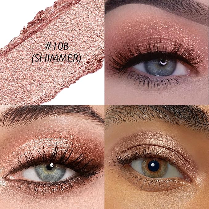 Wugbc Rose Gold Shimmer Eyeshadow Stick, Waterproof Cream Eye Shadow Pencil Long-Lasting Crease-Proof Glitter Eyeshadow Crayon Smooth High Pigmented Highlighter Neutral Eye Shadow Liner Makeup
