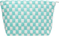 Checkered Makeup Bag for Purse, Small Flat Cosmetic Pouch,Arctic Blue