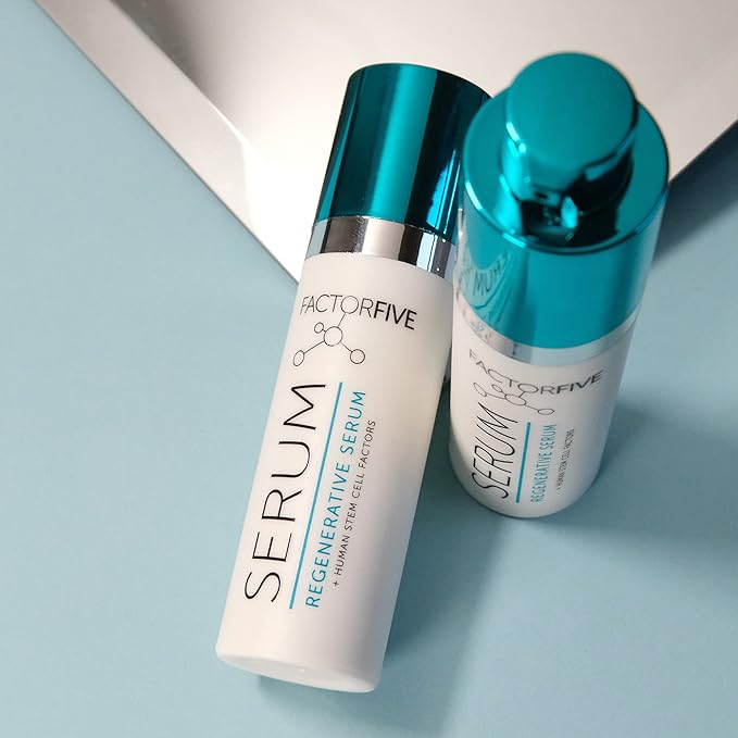 FACTORFIVE Regenerative Serum, Hero Anti-Aging Treatment with Adult Human Stem Cell Growth Factors and Copper Peptides for Fine Lines, Pores, Tightness, and Smoothing, 0.35 fl oz / 10 ml
