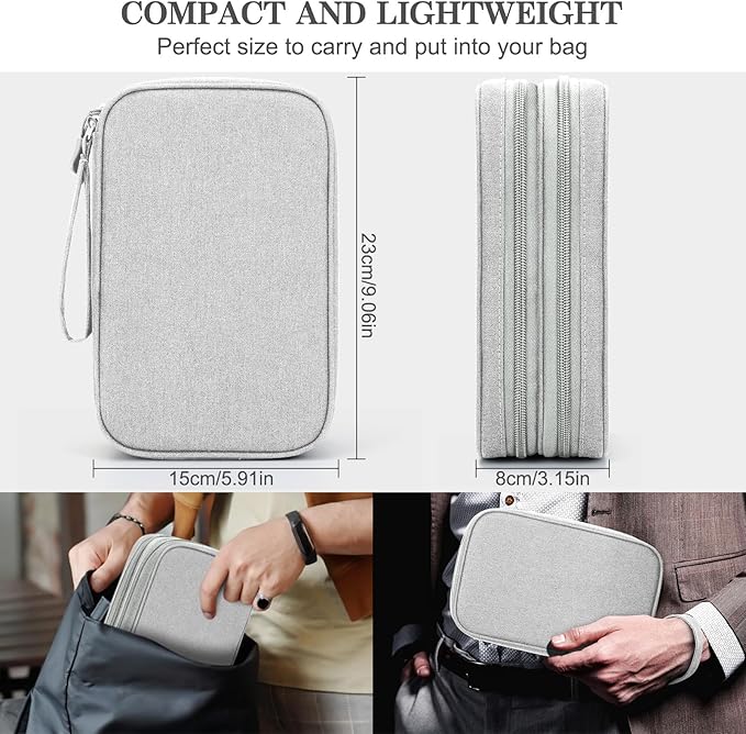 FYY Electronic Organizer, Travel Tech Pouch Bag, Large, Grey