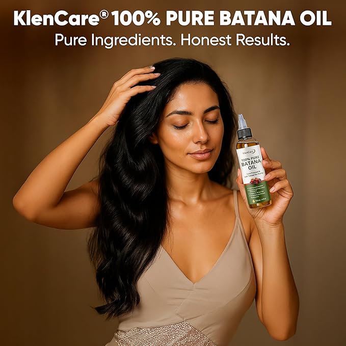 Klencare Batana Oil for Hair Growth, 100% Pure Raw Unrefined Cold Pressed Hair Oil from Honduras, Scalp Care Oil for Dry Frizzy Hair, 4 fl oz