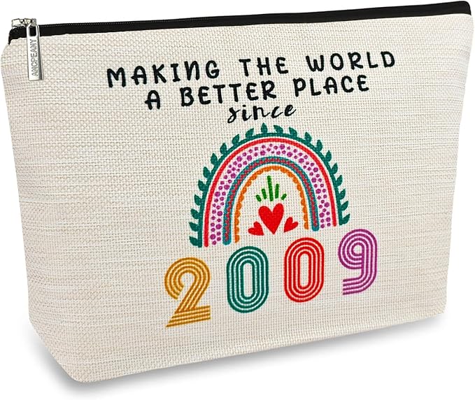 ancpeany 17th Gifts for Girls Makeup Bags, 2009 Happy 17th Birthday Decorations for Teen Girls, 17 Year Old Girl Birthday Gifts for Daughter, Sister, Granddaughter, Cosmetic Travel Pouch, Christmas