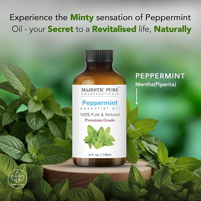Majestic Pure Peppermint Essential Oil for Diffuser - 4 Fl Oz (Pack of 2)