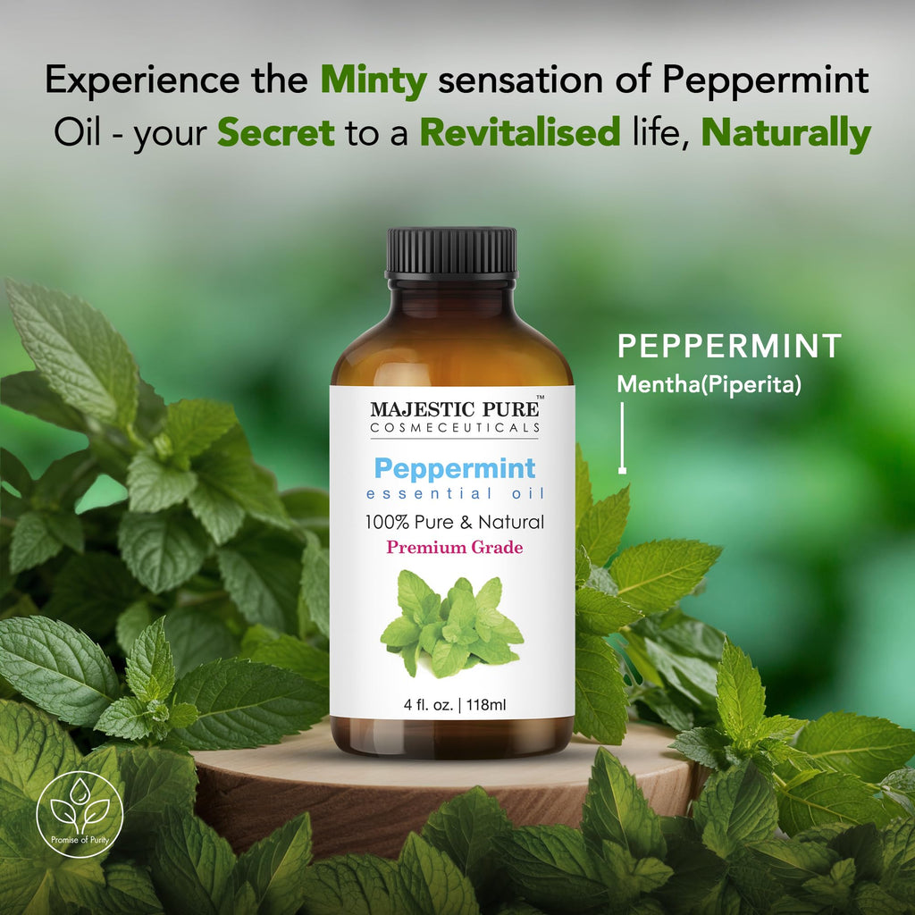 Majestic Pure Peppermint Essential Oil for Diffuser - 4 Fl Oz (Pack of 2)