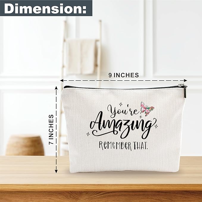 YKYENR Butterfly Makeup Bag - You're Amazing, Remember That - Positive Quotes Cosmetic Bag, Toiletry Bag Gift For Girls, Teen, Sister, Besties, Personal Care & Accessories - A01