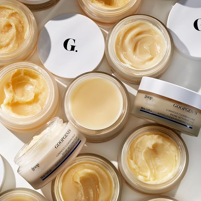 goop Beauty Cleansing Balm | Makeup Remover & Facial Cleanser for Sensitive Skin | Saffron Extract, Vitamin E, & Biofermented Cleansing Microspheres | Removes Dirt, Pollution, & Sunscreen | 3.4 fl oz
