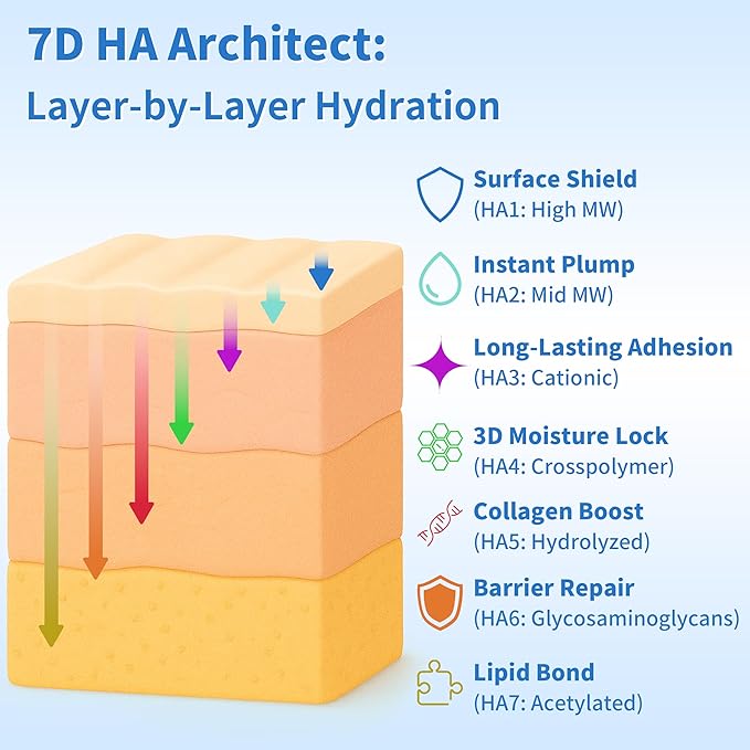 3% Hyaluronic Acid Serum for Face with 7D Multi-Layer Hydration, Ultra Hydrating Face Serum Anti-Aging Facial Moisturizer for Dry & Sensitive Skin Pre-Makeup Skincare Single-Use Vials 1.2ml x 30pcs