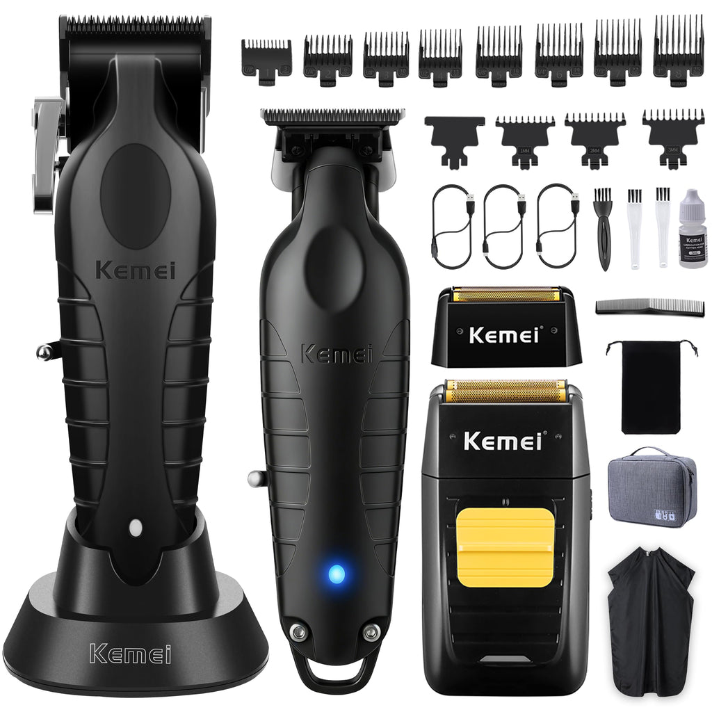 KEMEI Professional Hair Clippers and Trimmers Set Cordless Barber Clippers